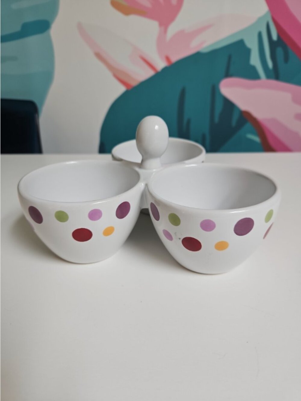 Vintage Pampered Chef Simple Additions Polka Dot Trio Condiment Dip Serving Dish